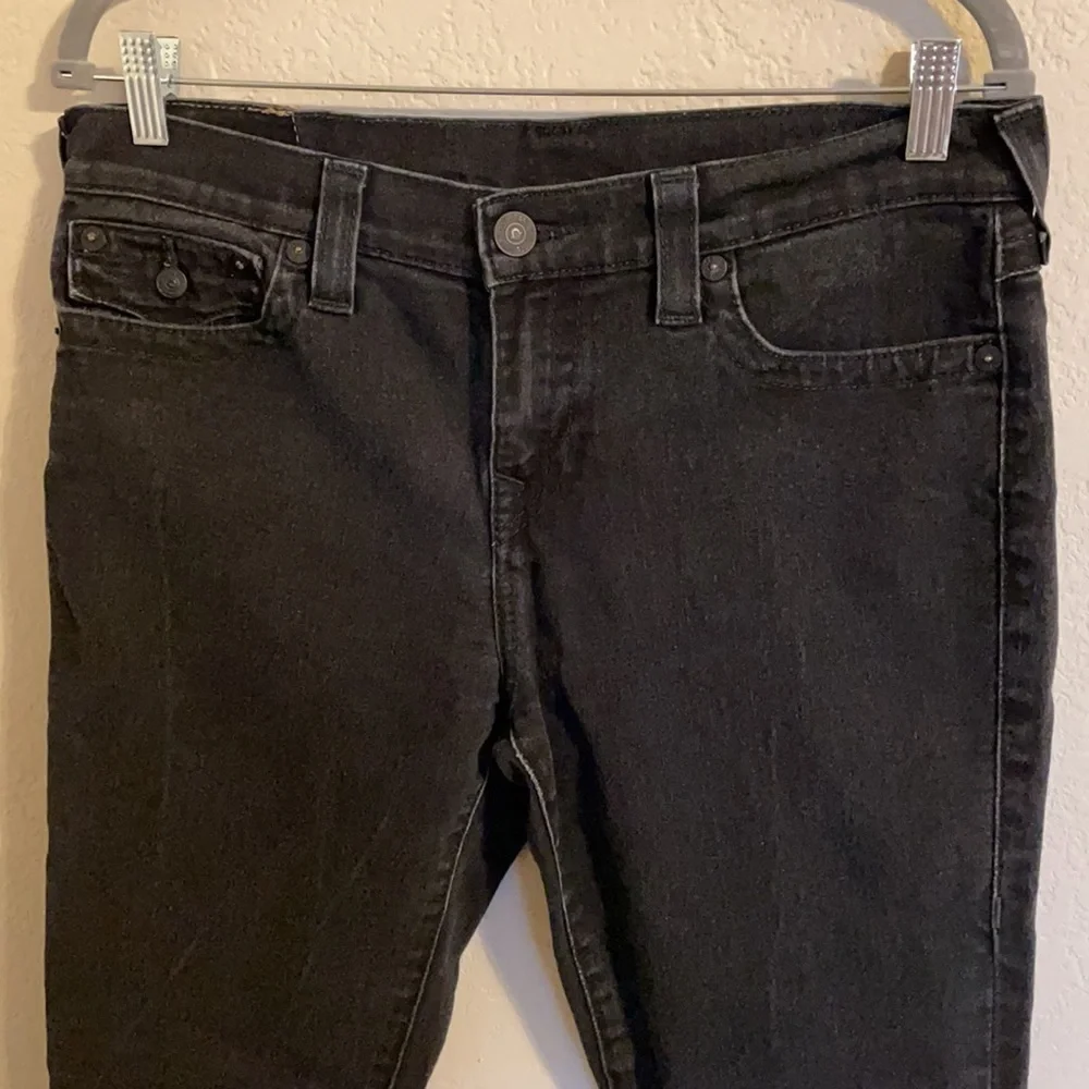 True Religion Jeans Skinny Black with Crystal Zipper Size 32